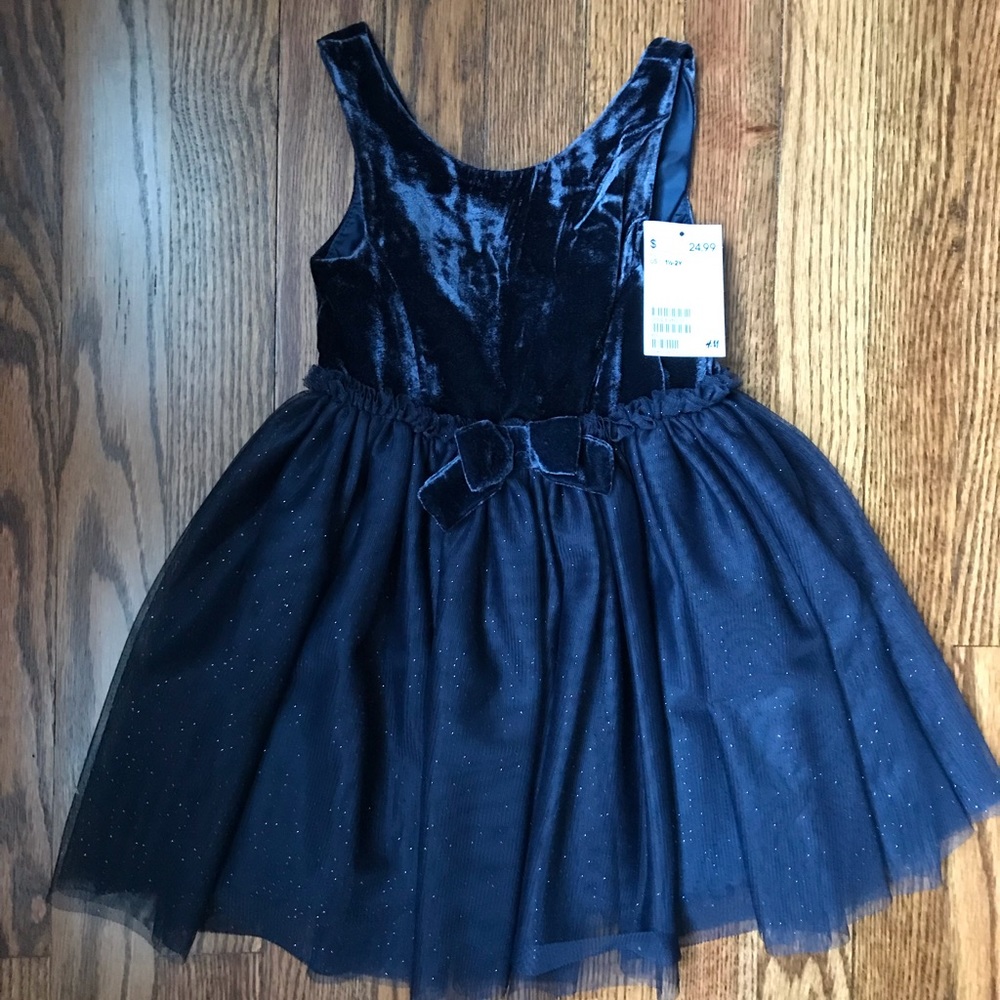NWT Navy H&M Velvet Dress